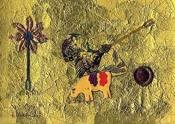 Gelbe Kuh  2000  18 x 25 cm  Collage auf Papier